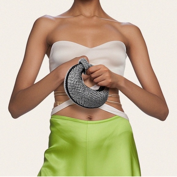 JW PEI Abacus Artificial Crystal Mini Top Handle Bag - Black/Silver - Picture 2 of 9